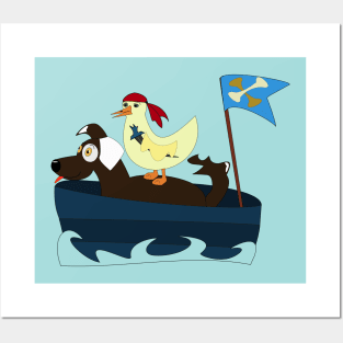 Dog sailor and duck pirate Posters and Art